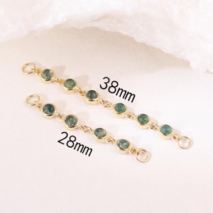 14K Solid Gold Round Bezel Set Moss Agate Chain Attachment,  Dangle Helix Chain, Chain Connector Piercing, Dangle Green Gemstone Chain Charm