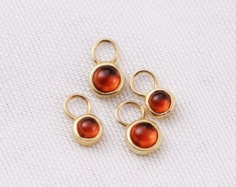 14K Solid Gold Natural Garnet Charm Cartilage Huggie Hoop Charm Helix Tragus Garnet Rook Charm Dangle Garnet Belly Ring Charm Garnet Pendant