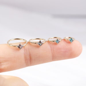 14K Solid Gold Alexandrit Conch Hoop Ohrring, Gold Knorpel Rook Ring Nahtlose Clicker Piercing, Daith Huggie Septum Helix Nasenring 16G