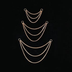 14K Solid Gold Triple Layer Chain Attachment, Gold Box Cartilage Nose Helix Chain Piercing, Cartilage Convertible Chain Earring Accessory