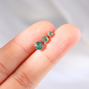 14K Solid Gold Moss Agate Helix Screw Back Earring, Dainty Cartilage Tragus Flat Back Piercing, Threaded Pin Labret Conch Nose Earlobe Stud