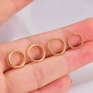 14K Solid Gold Huggie Seamless Hoop Hinged Cartilage Earring Tragus Helix Conch Hoops Earring Gold Nose Ring Dainty Cartilage Piercing Hoop image 2