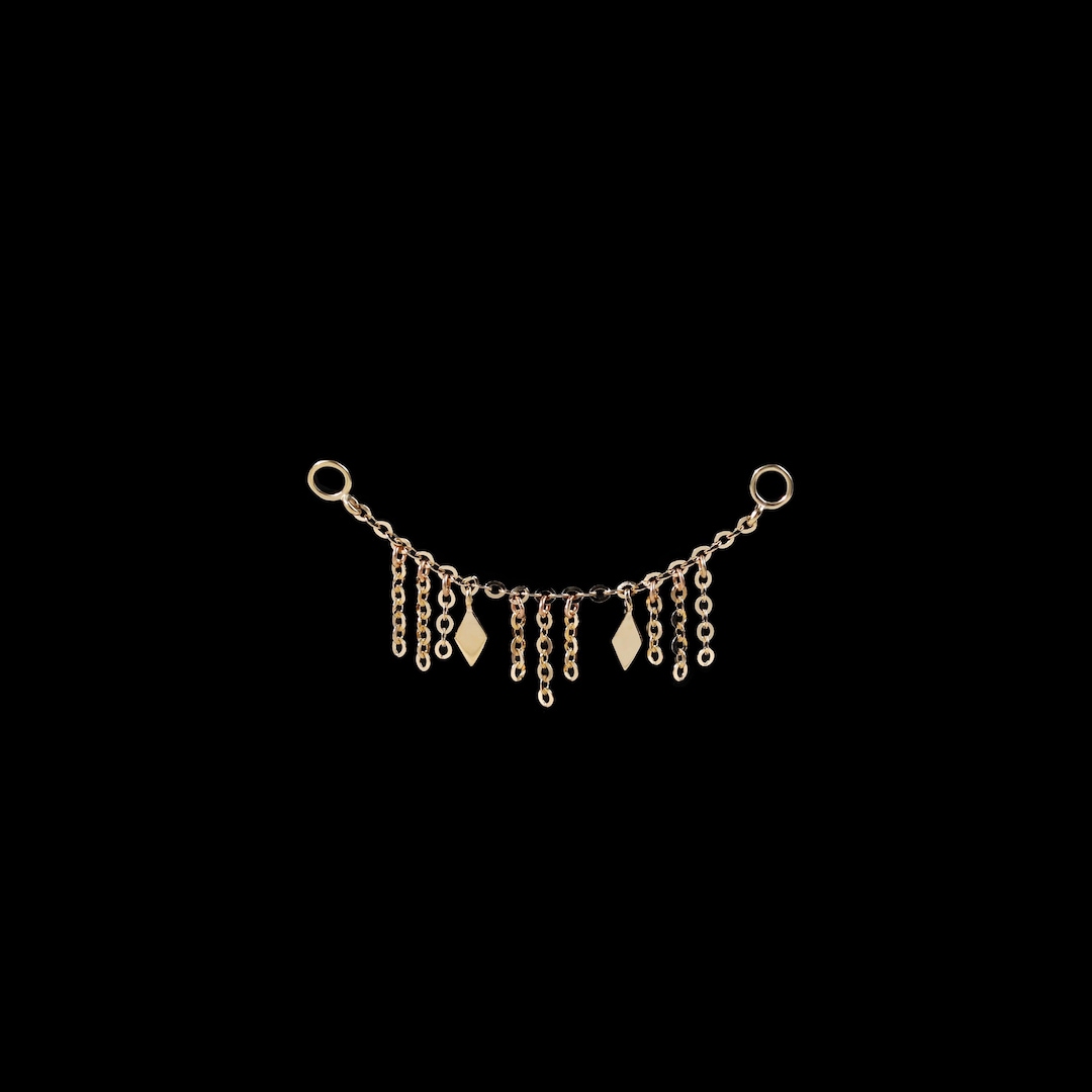 14K Solid Gold Dangle Kite Chain Attachment, Flat Kite Conch Helix ...