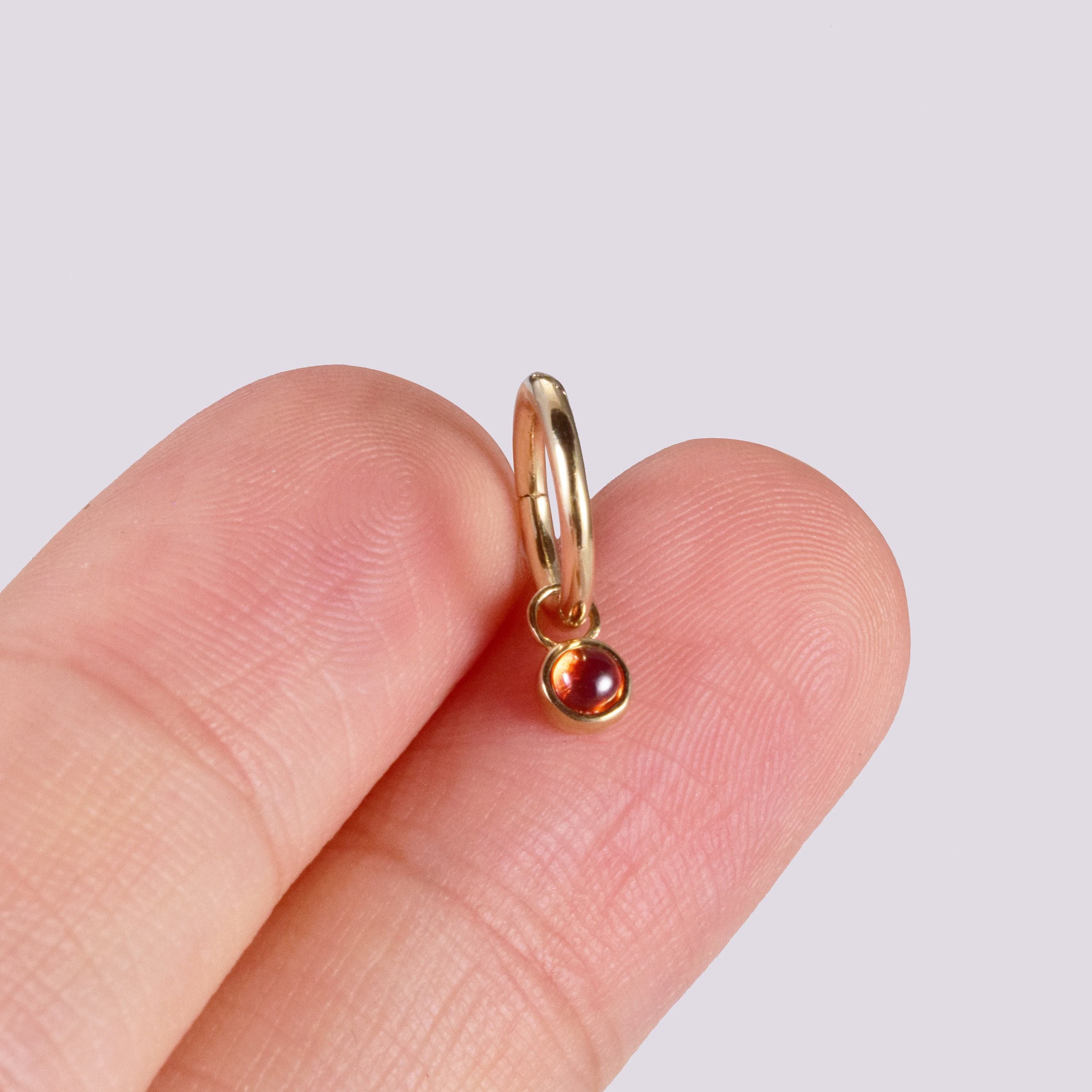 14K Solid Gold Natural Garnet Charm Cartilage Huggie Hoop Charm Helix Tragus Garnet Rook Charm Dangle Garnet Belly Ring Charm Garnet Pendant
