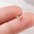 14K Solid Gold Moissanite Bezel Setting North Star Threadless Pin Earring, Gold Diamond Cartilage Earlobe Conch Labret Flat Back Piercing