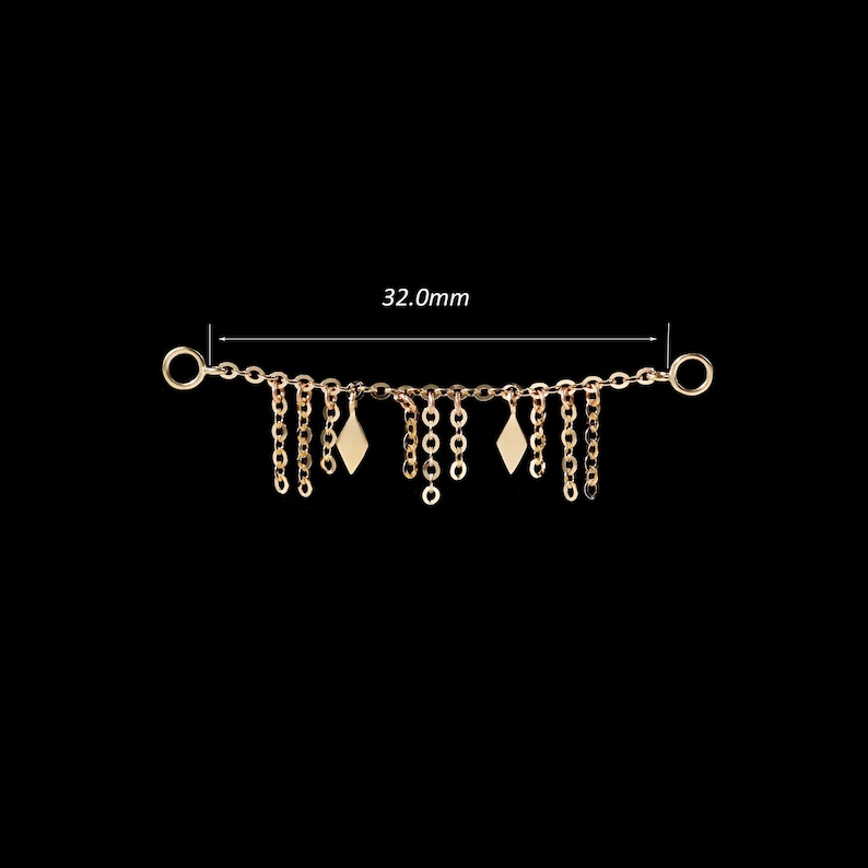 14K Solid Gold Dangle Kite Chain Attachment, Flat Kite Conch Helix ...
