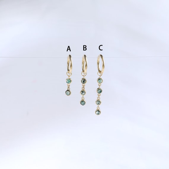 【片方】agete♡gold charm✩.*˚ 14K Solid Gold Round Moss Agate Piercing Charm, Gemstone