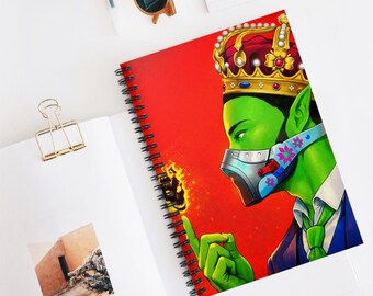 Ashitaka #130 |Green King with Mask Notebook | Spiral Ruled Journal