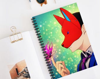 Ashitaka #69 | collection | Fox Mask Character Notebook | Spiral Ruled Journal, Anime Fantasy Cover