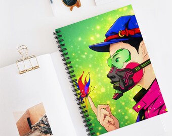 Ashitaka #142 | collection Cyberpunk Masked Figure Spiral Notebook | Ruled Journal