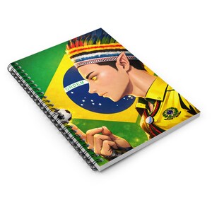Ashitaka #99 / colección / copa del mundo / cuaderno espiral de guerreros del fútbol brasileño / ilustración de la bandera, líneas rayadas imagen 5