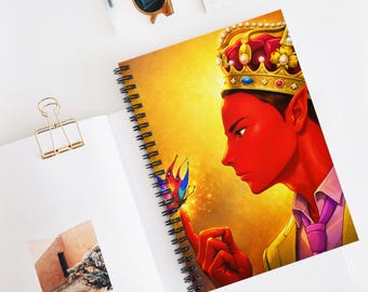 Ashitaka #02 | collection |  Red Prince with Crown spiral notebook | ruled journal, fantasy character art