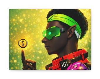 Ashitaka #116 | collection Futuristic Elf with Pixel Coin Canvas