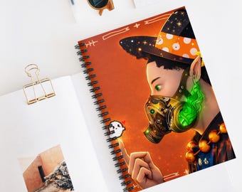 Ashitaka #74 | collection | Witch Elf with Gas Mask Notebook | Spiral Ruled Journal