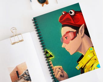Ashitaka #144 | collection |  Futuristic Elf with Triangle Sigil Spiral Notebook