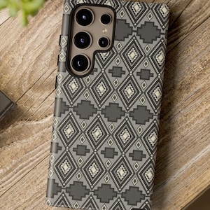 Grey Aztec Pattern Phone Case, Aztec Western Phone Case, Graphic Phone Case, Vintage Phone Case, Aztec Symbols, Boho Aztec, Aztec Western