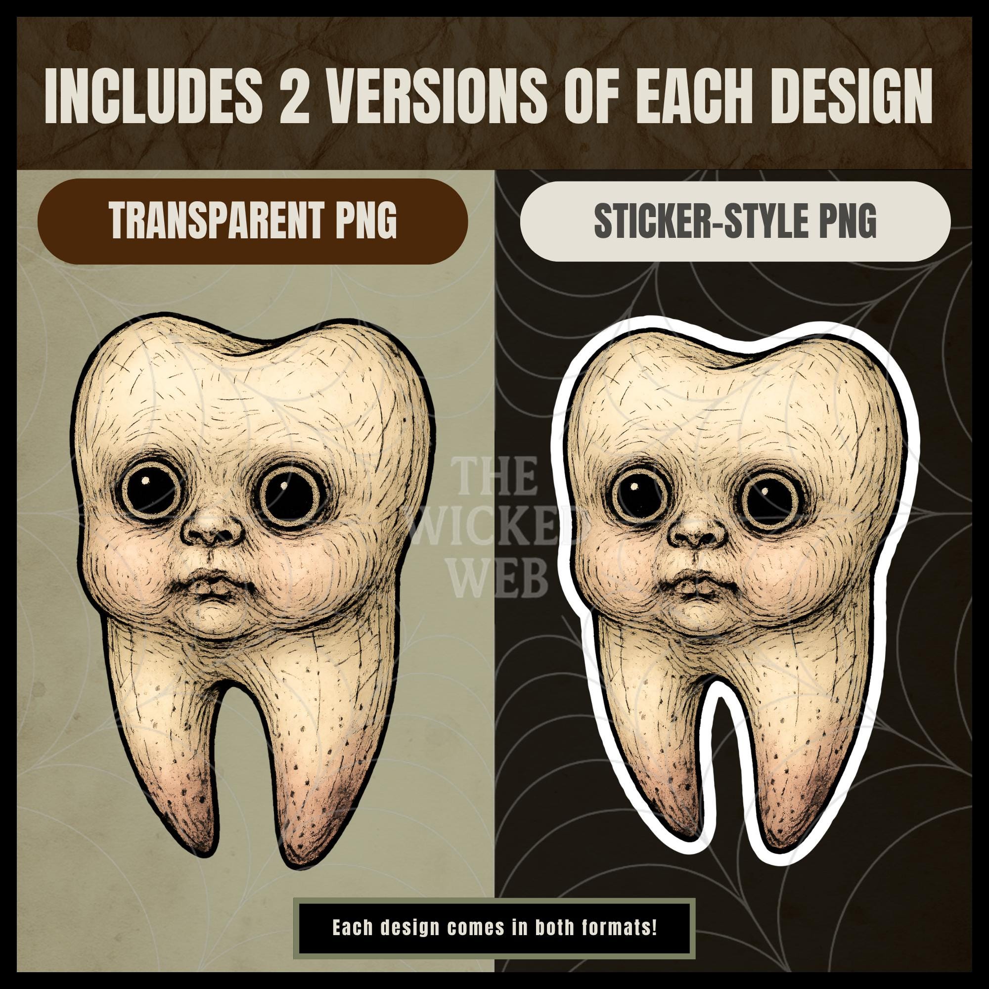 Tooth Horror Clipart PNG Bundle – Creepy Teeth, Dental Monsters ...