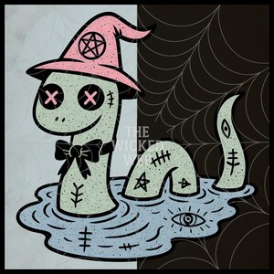 Pacchetto di clipart di creature gotiche pastello: Mothman, alieni, Nessie, Yeti, Jackalope e Chupacabra in versione inquietante e carina, file digitali stampabili in formato PNG. immagine 7