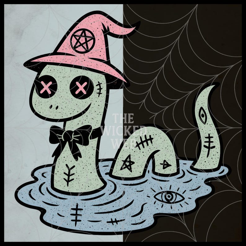 Pacchetto di clipart di creature gotiche pastello: Mothman, alieni, Nessie, Yeti, Jackalope e Chupacabra in versione inquietante e carina, file digitali stampabili in formato PNG. immagine 7