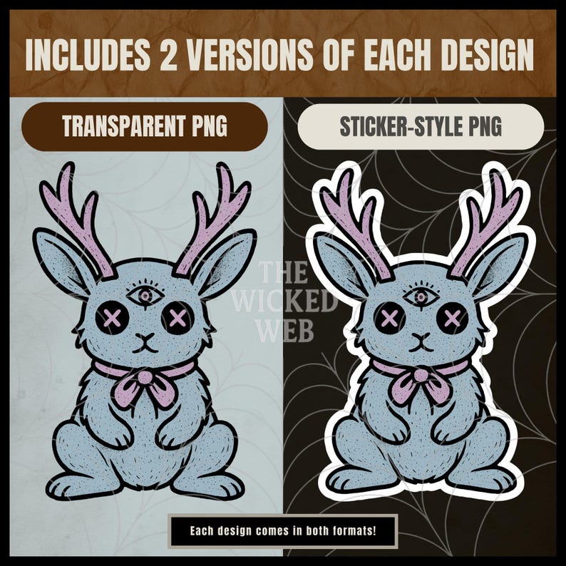 Pacchetto di clipart di creature gotiche pastello: Mothman, alieni, Nessie, Yeti, Jackalope e Chupacabra in versione inquietante e carina, file digitali stampabili in formato PNG. immagine 6