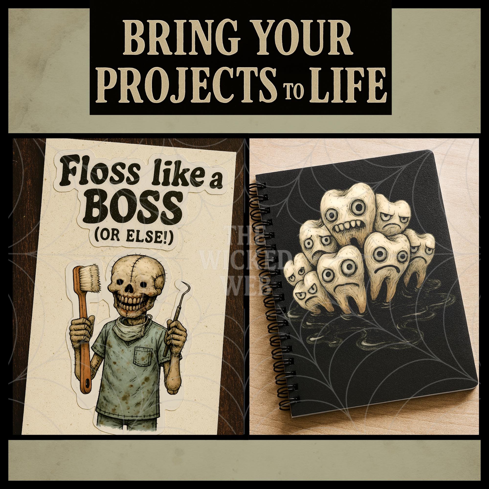 Tooth Horror Clipart PNG Bundle – Creepy Teeth, Dental Monsters ...