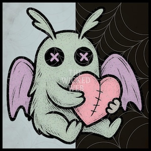 Pacchetto di clipart di creature gotiche pastello: Mothman, alieni, Nessie, Yeti, Jackalope e Chupacabra in versione inquietante e carina, file digitali stampabili in formato PNG. immagine 9