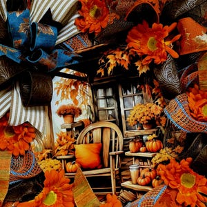 Ghirlanda rustica autunnale per portico: decorazioni autunnali con girasoli e zucche