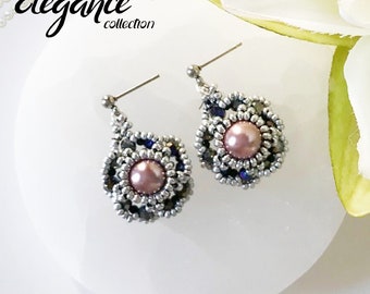 ''Elegance'' earrings in glass pearls, shell pearls and micro glass pearls | Handmade | Gift for her