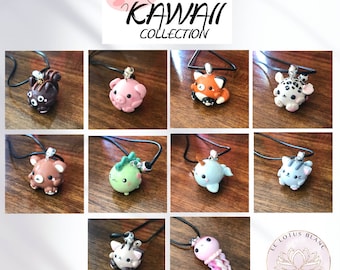 Kawaii ''Animals'' necklace or charm | Gift for daughter | Handmade Polymer Clay Charms | Polymer clay jewelry