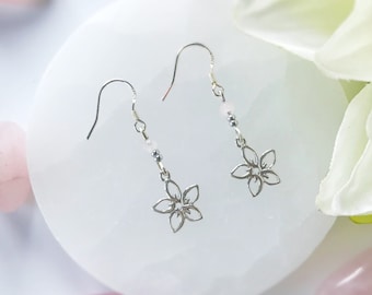 Sterling silver and plumeria charm earrings | Handmade earrings | Gift for her | Personalized jewelry