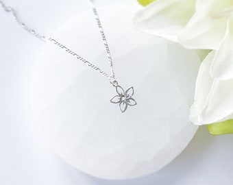 Sterling silver and plumeria charm necklace | Handmade Necklace | Gift for her | Personalized necklace