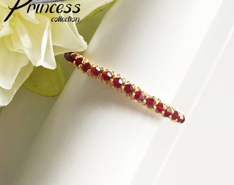 ''Princess'' bracelet in red crystal zircons and gold micro glass beads | Handmade bracelet | Gift for her