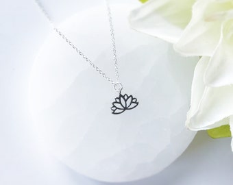 Sterling silver necklace and ''Lotus'' charm | Handmade Necklace | Gift for her | personalized necklace