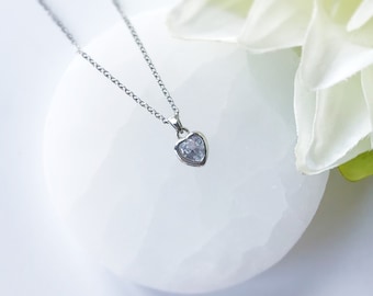 Stainless steel necklace with zircon heart charm | Handmade necklace | Gift for her | Birthday present