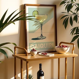 Impresión de cóctel Daiquiri retro - Arte de pared vintage, decoración de cocina, bar, impresión de cócteles, arte de cócteles, regalo de arte de pared de cócteles, alcohol