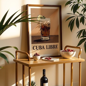 Retro Cuba Libre Cocktail Print - Vintage Wall Art Home Bar Kitchen Decor, Cocktail Print, Cocktail Art, Cocktail Wall Art Gift, Alcohol