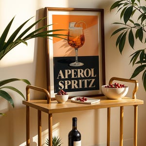 Retro Aperol Spritz Cocktail Druck - Vintage Wandkunst Haus Bar Küche Dekor, Cocktail Druck, Cocktail Kunst, Cocktail Wand Kunst Geschenk, Italien