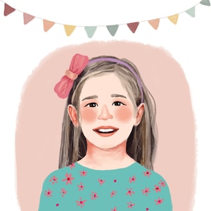 Illustration personnalisée de portrait d&#39;enfants, portrait de famille personnalisé, oeuvre d&#39;art d&#39;anniversaire personnalisée, cadeau d&#39;anniversaire, dessin de portrait à partir d&#39;une photo 1 PERSONNE