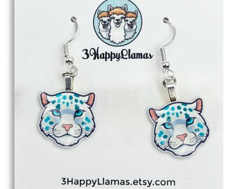 Snow Leopard Earrings Wild Animal Earrings Gift for Snow Leopard Lover Snow Leopard Jewelry Earrings Silver Handmade Gold Earrings Cute