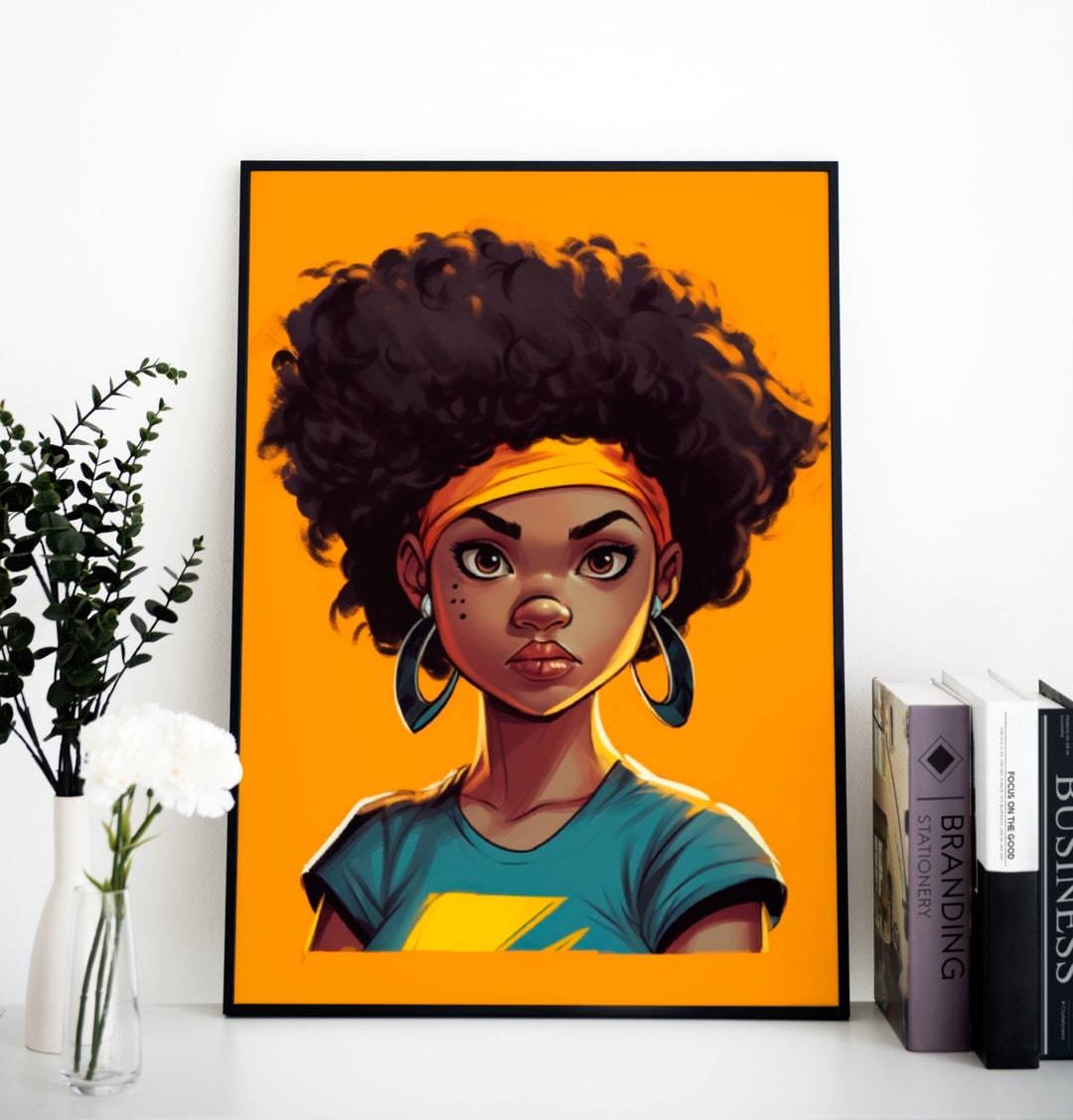 Black Cute Cartoon Girl Etsy