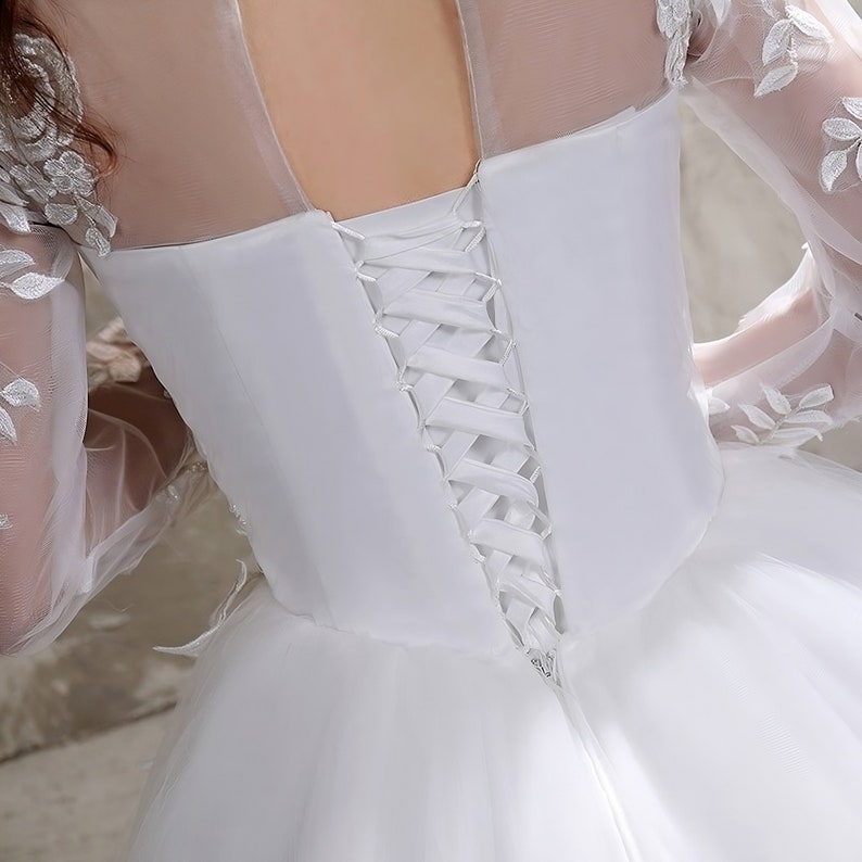 Full Sleeve Embroidered Lace Floral Wedding Dress Elegant Etsy