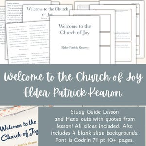 Relief Society Lesson, Welcome to the Church of Joy, Patrick Kearon Conference Lessons, YW worksheet, LDS youth lessons, October 2024 Conf