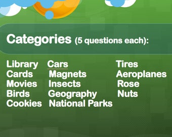 72 trivia questions in ready to play slides with 14 categories P3