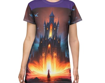 Castle T-Shirt Dress Casual Outfits Fantasy Gifts For Her