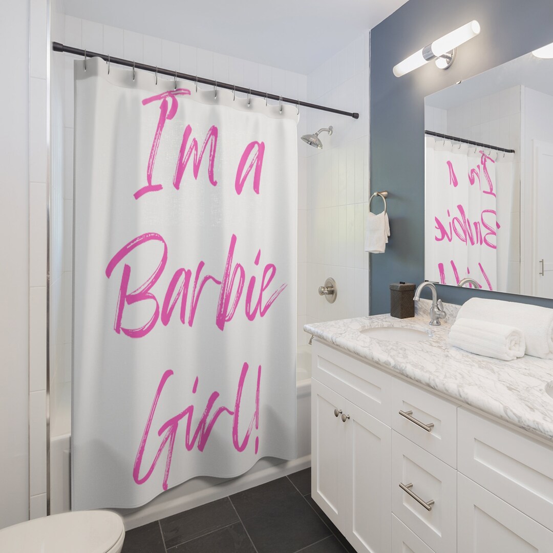 Fun Barbie Inspired Shower Curtain Bathroom Decor Barbie Etsy