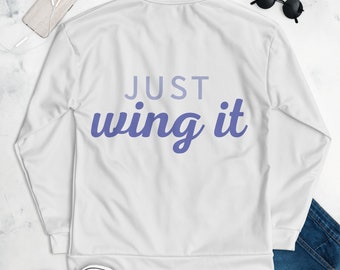 Vlieg solo in stijl met ons 'Just Wing It'-bomberjack! / Laat je innerlijke buitenbeentje los met ons 'Just Wing It'-bomberjack! / Witte bommenwerper