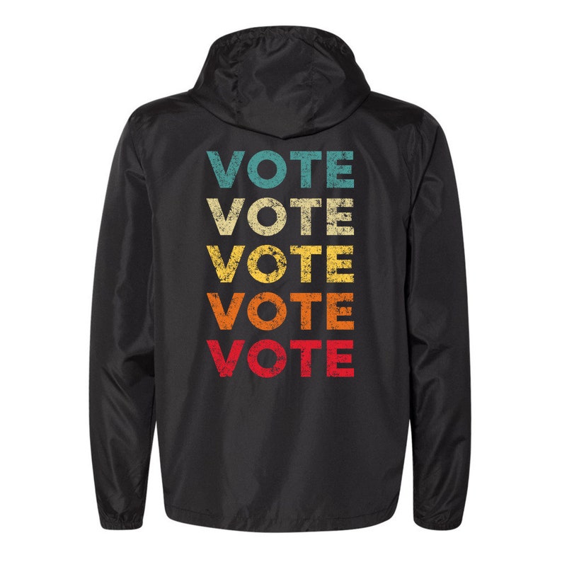 Pace e voto: giacca a vento colorata VOTE con segno di pace immagine 2