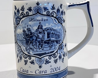 Heineken Delft Blue Beer Mug, Handwork, Holland, 2004