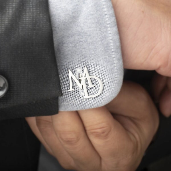 Custom Initials Cufflinks For Groom Business Event Men's Women Stainless Steel Initials Letters Personalized Wedding Pin Best Man Jewelry
