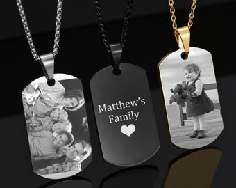 Custom Military Dog Tags Laser Engraved Personalized Photo Picture
